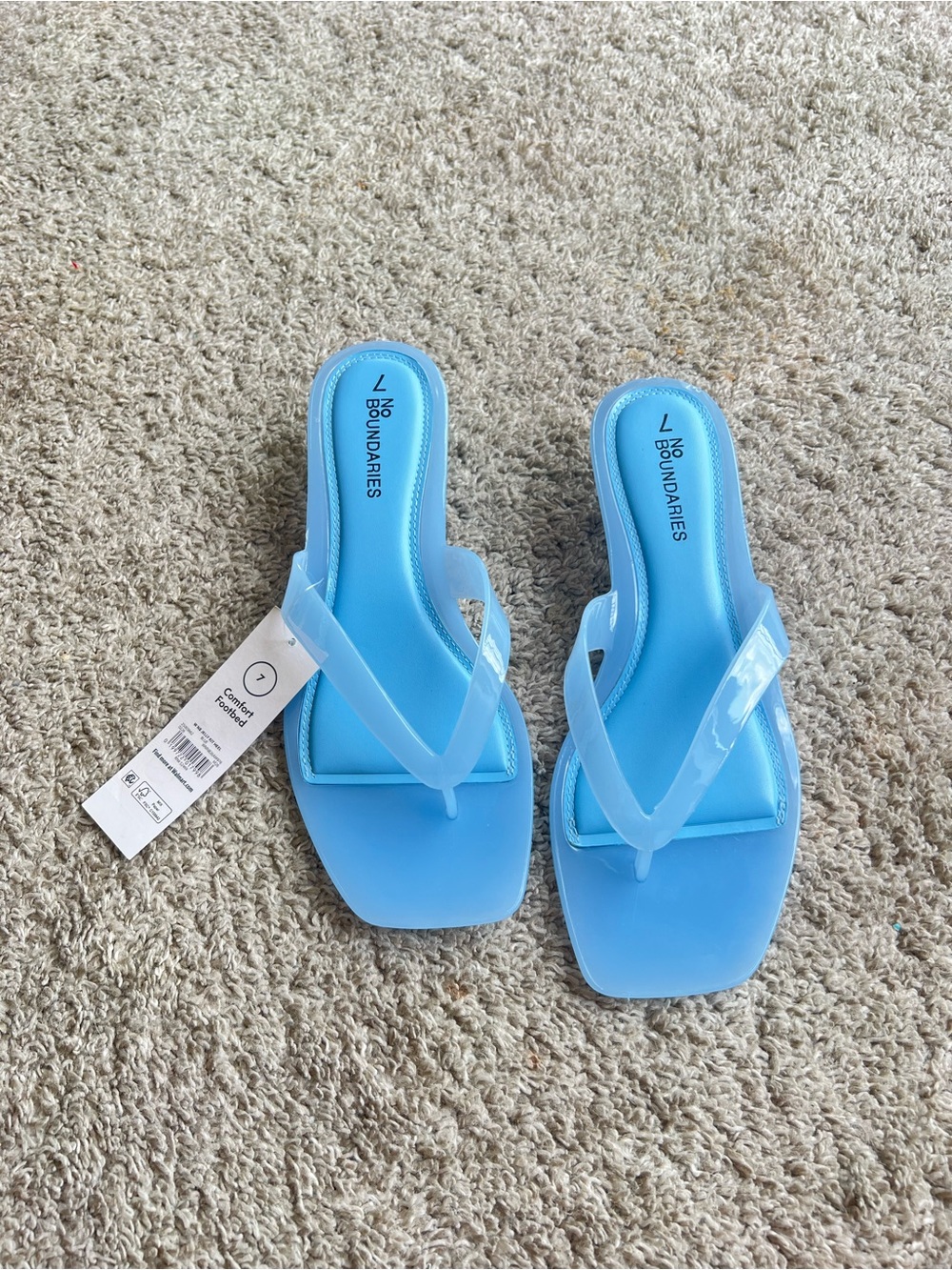 No Boundaries Light Blue Jelly Flip Flop Sandals. Size 7